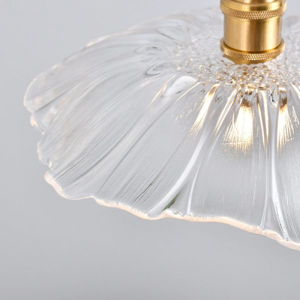 Nordic Vintage Clear Glass Flower Shape Brass 1-Light Pendant Light - Image 17