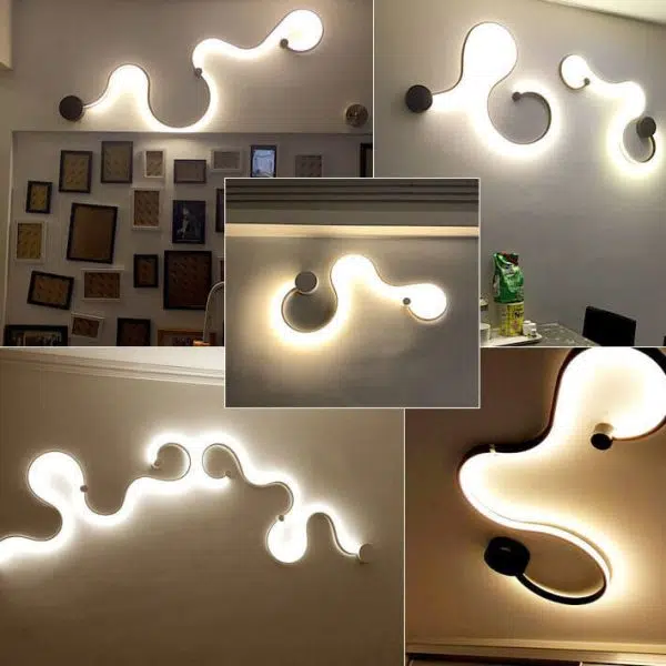 Modern Long Aluminum Snake Shaped 1-Light Curved LED Wall Sconce Lamp - Image 31