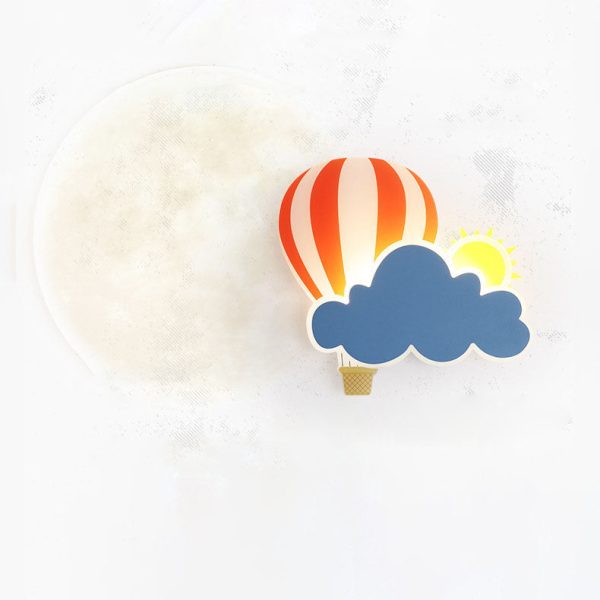 Contemporary Creative Kids Hot Air Balloon Clouds Iron Acrylic LED Wall Sconce Lamp For Bedroom - Image 10