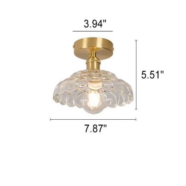 Vintage Brass Glass Dome 1-Light Semi-Flush Mount Ceiling Light - Image 7