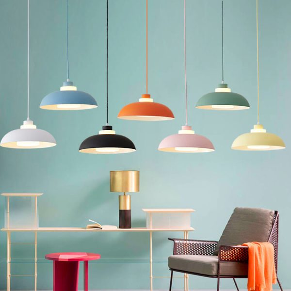 Modern Solid Color Macaron Acrylic Aluminum 1-Light Pendant Light - Image 38