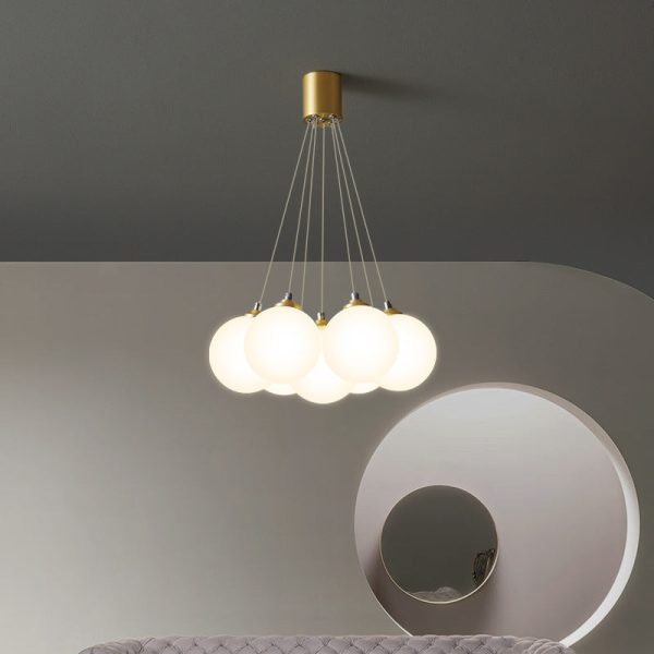 Nordic Light Luxury Glass Balloon Brass 4/5/7 Light Chandelier - Image 3