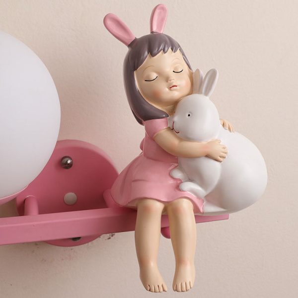 Contemporary Creative Kids Girls Unicorn Orb Resin Iron Glass 1-Light Wall Sconce Lamp For Bedroom - Image 9