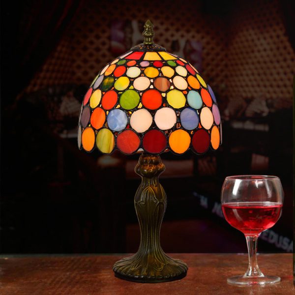 Traditional Tiffany Dome Aluminum Glass 1-Light Table Lamp For Living Room - Image 2