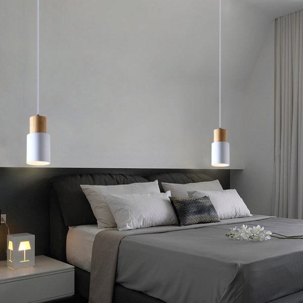 Contemporary Nordic Cylinder Hardware Wood 1-Light Pendant Light For Living Room - Image 2