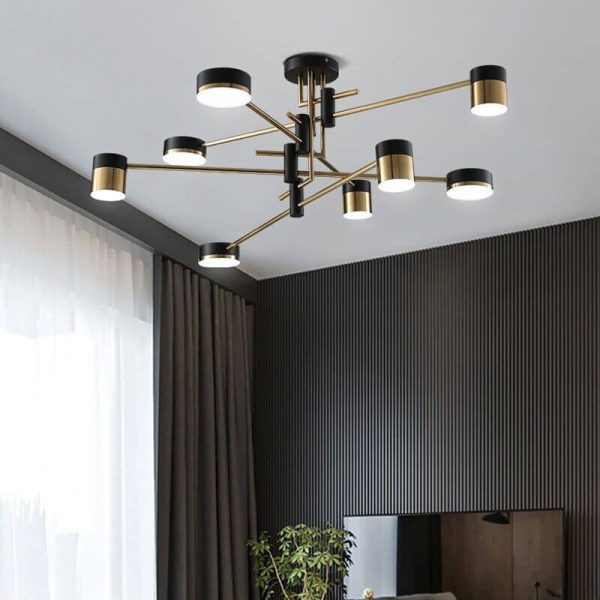 Modern Minimalist Black Gold Balanced 4-8 Light Semi-Flush Mount Light - Image 23