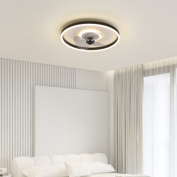 Nordic Minimalist Round Invisible LED Flush Mount Ceiling Fan Light - Image 2