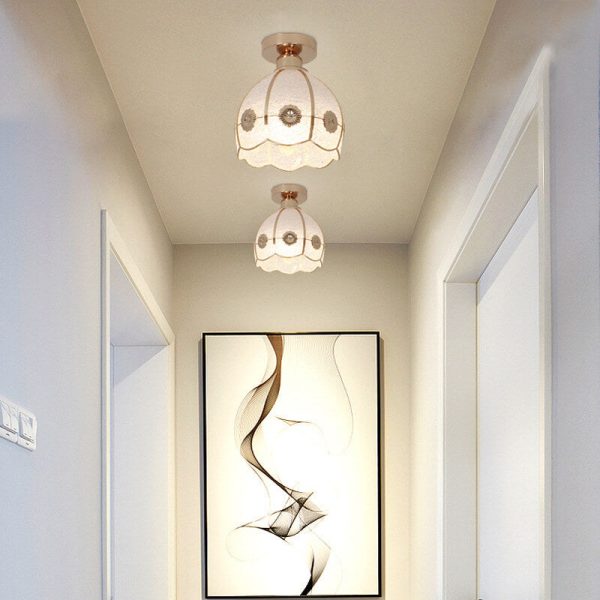 European Light Luxury Glass Gold 1-Light Semi-Flush Mount Ceiling Light - Image 2