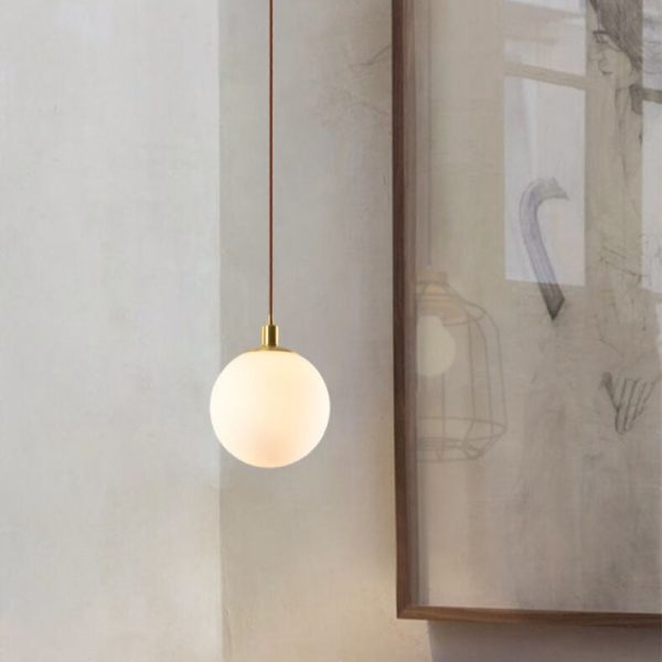Nordic Minimalist White Orb 1-Light Pendant Light - Image 5