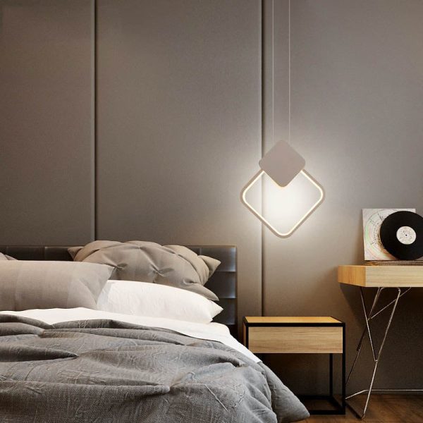 Modern Minimalist Iron Silicone Geometric Round Frame LED Pendant Light for Bedroom - Image 18