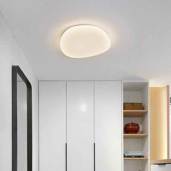 Modern Minimalist Pebble Shape Acrylic Hardware LED Flush Mount Ceiling Light For Bedroom - Image 11