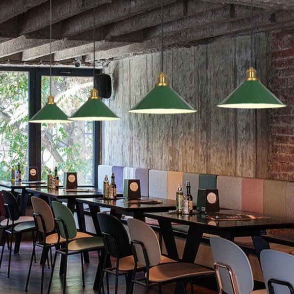 Industrial Vintage Green Iron Dome Cone 1-Light Pendant Light - Image 30