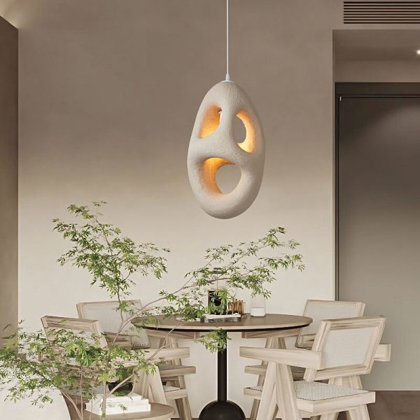 Japanese Wabi-sabi Resin Geometric Circle 1-Light Pendant Light - Image 2