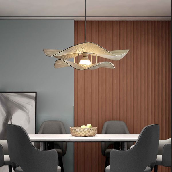 Modern Minimalist Irregular Wave Round Iron Fabric 1-Light Pendant Light For Living Room - Image 3
