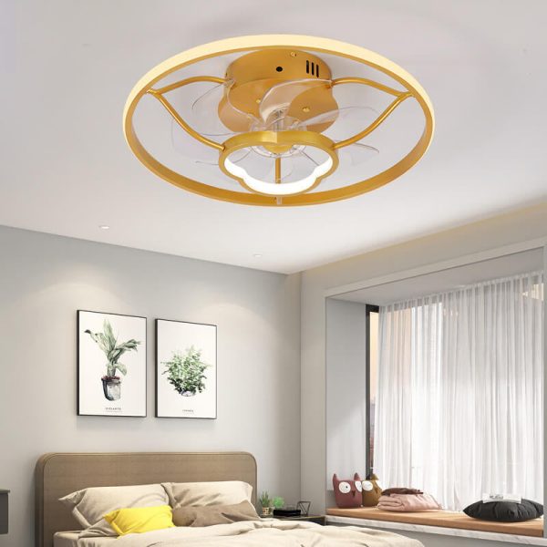 Gold Light Luxury Line Pattern Acrylic LED Flush Mount Ceiling Fan Light - Image 15