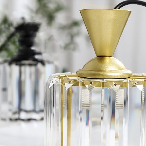 Contemporary Luxury Radiant Prismatic Clear Crystal Shade 1-Light Pendant Light For Living Room - Image 8