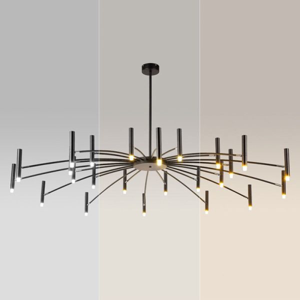 Contemporary Scandinavian Round Radioactive Iron Aluminum 12/24 Light Chandelier For Living Room - Image 14
