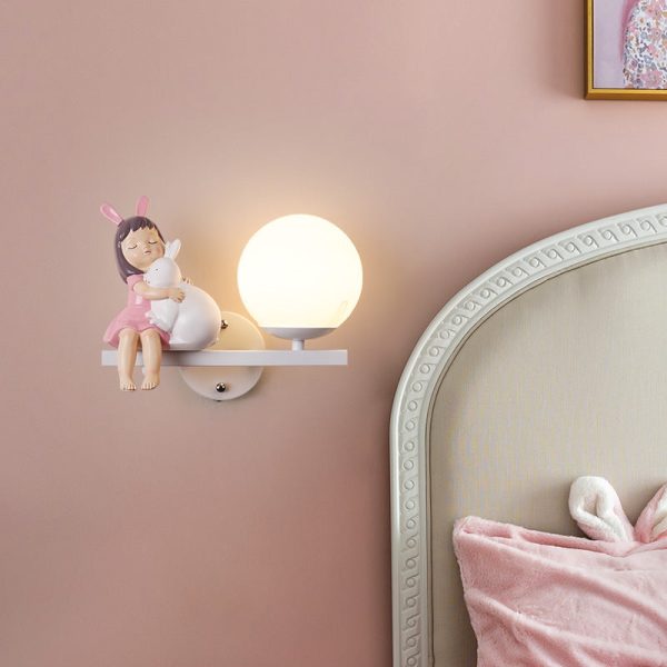 Contemporary Creative Kids Girls Unicorn Orb Resin Iron Glass 1-Light Wall Sconce Lamp For Bedroom - Image 12