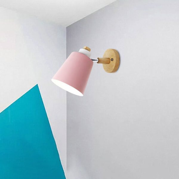 Minimalist Macaron Barrel Shade Wooden Chassis Plug 1-Light Wall Sconce Lamp - Image 5