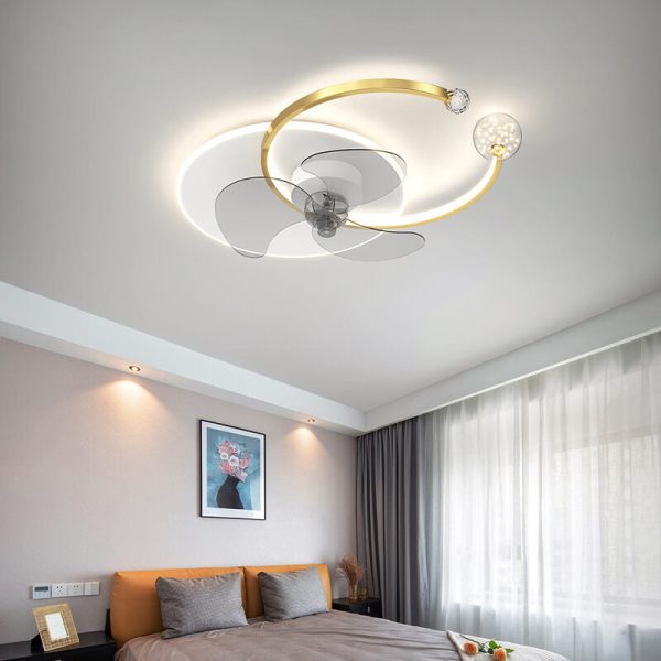 Luxury Double Ring Combination Design LED Flush Mount Fan Light - Image 11