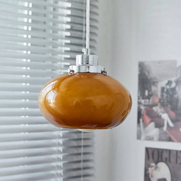 Nordic Yellow Glass Dome 1-Light Pendant Light - Image 9