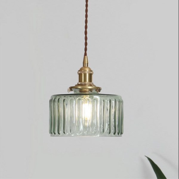 Japanese Vintage Brass Glass Round Jar 1-Light Pendant Light - Image 6