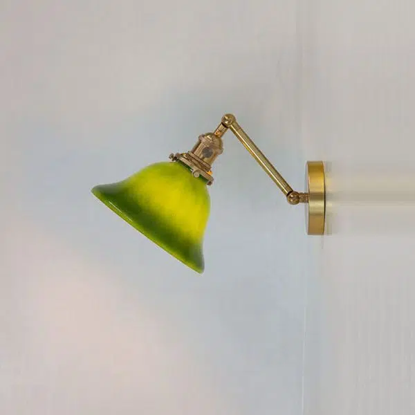 Vintage Green Glass Brass 1-Light Wall Sconce Lamp - Image 3