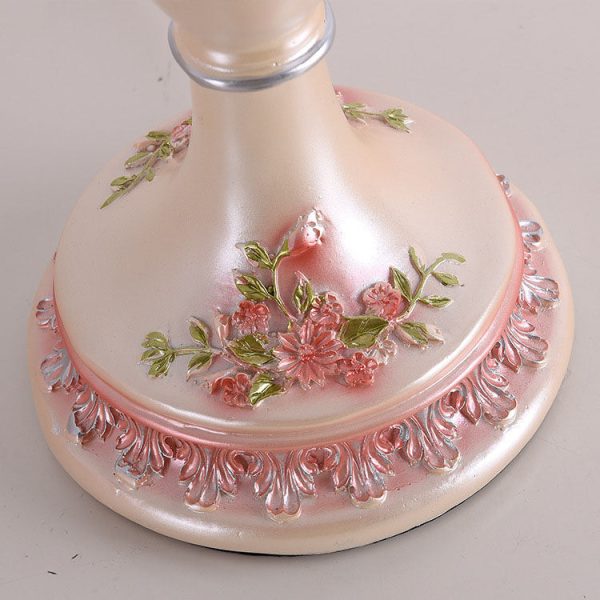 Traditional European Rose Vase Base Resin Fabric 1-Light Table Lamp For Bedroom - Image 6