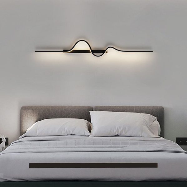 Modern Minimalist Aluminum Corrugated Strip Iron Frame LED Wall Sconce Lamp For Bedroom - Image 14