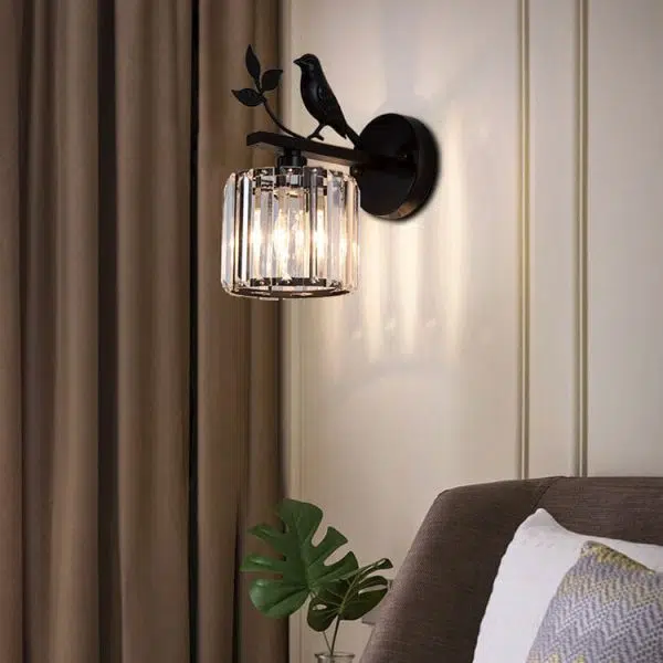 Vintage Light Luxury Crystal Bird 1-Light Wall Sconce Lamp - Image 3