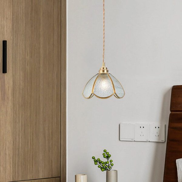 Japanese Vintage Brass Stained Glass Cone 1-Light Pendant Light - Image 19