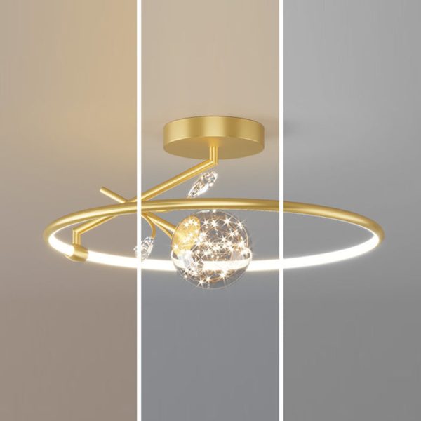 Modern Art Deco Iron Geometrical Ring Star LED Pendant Light For Living Room - Image 5