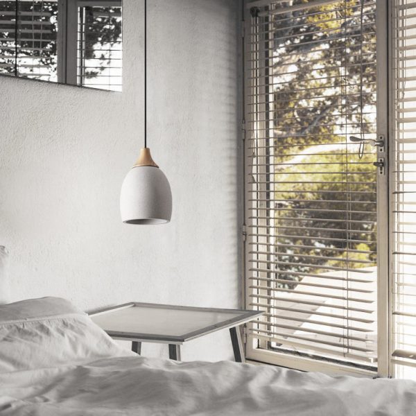 Traditional Japanese Cement Solid Wood Circle 1-Light Pendant Light For Dining Room - Image 2