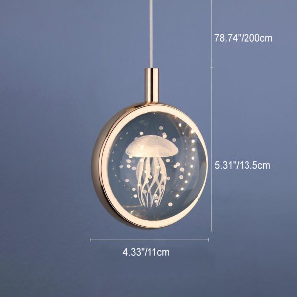 Modern Minimalist Round Ball Aluminum Crystal LED Pendant Light For Bedroom - Image 4