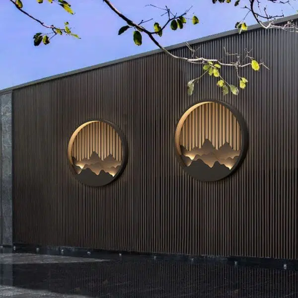 Chinese Modern Round Mountain Stainless Steel PC LED Waterproof Outdoor Wall Sconce Light - Image 4