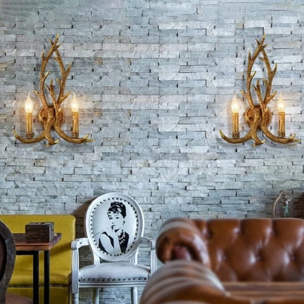 Industrial Resin Retro Antler 2-Light Creative Wall Sconce Lamp - Image 12