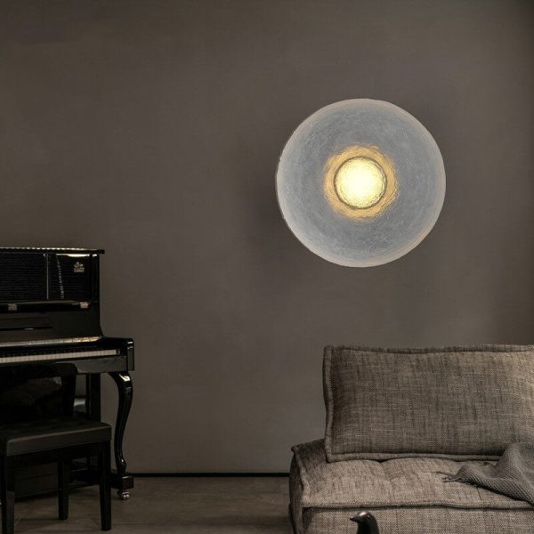 Modern Minimalist Resin Clear Round Disc LED Wall Sconce Lamp - Image 17