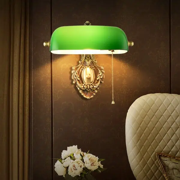 Retro Copper Green Glass Shade 1-Light Wall Sconce Lamp - Image 7