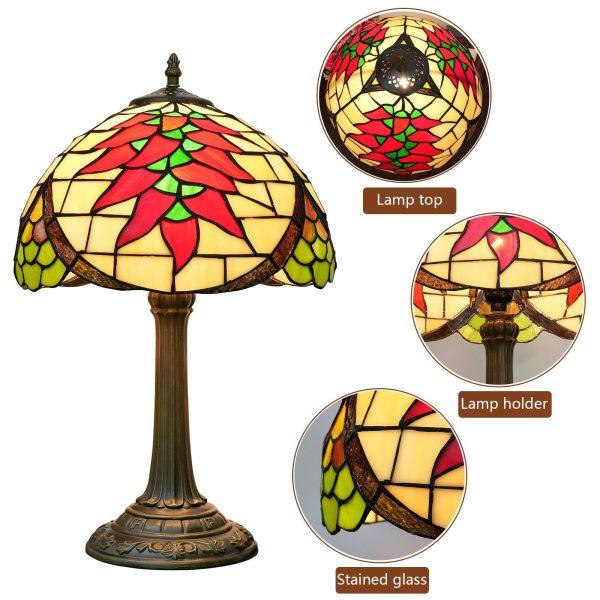 Traditional Tiffany Stained Glass Capsicum Round Shade 1-Light Table Lamp For Study - Image 7