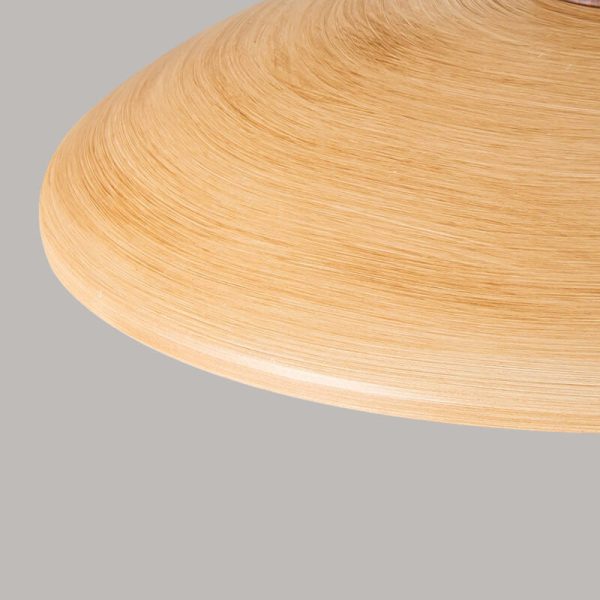 Japanese Wabi-Sabi Faux Woodgrain Flying Saucer Design 1-Light Semi-Flush Mount Ceiling Light - Image 6