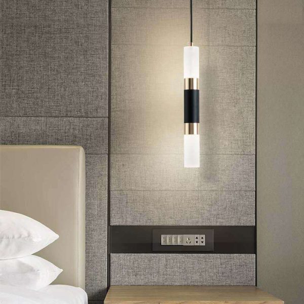 Modern Minimalist Cylinder Aluminum Acrylic LED Pendant Light For Bedroom - Image 12