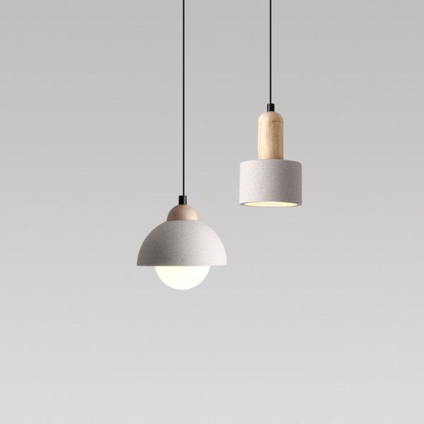 Contemporary Scandinavian Cement Dome Glass Shade 1-Light Pendant Light For Bedroom - Image 4