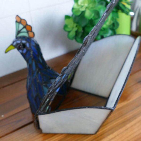 Tiffany Retro Stained Glass Peacock Shape 1-Light Table Lamp - Image 3