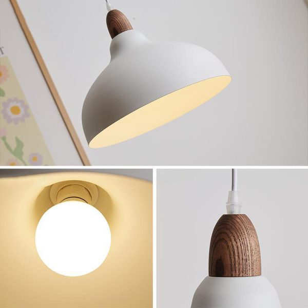 Japanese Simple Solid Wood Dome Round Hardware 1-Light Pendant Light - Image 8