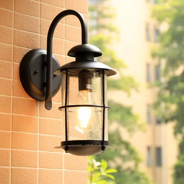 European Industrial Vintage Waterproof Outdoor Iron Glass 1-Light Wall Sconce Lamp - Image 11