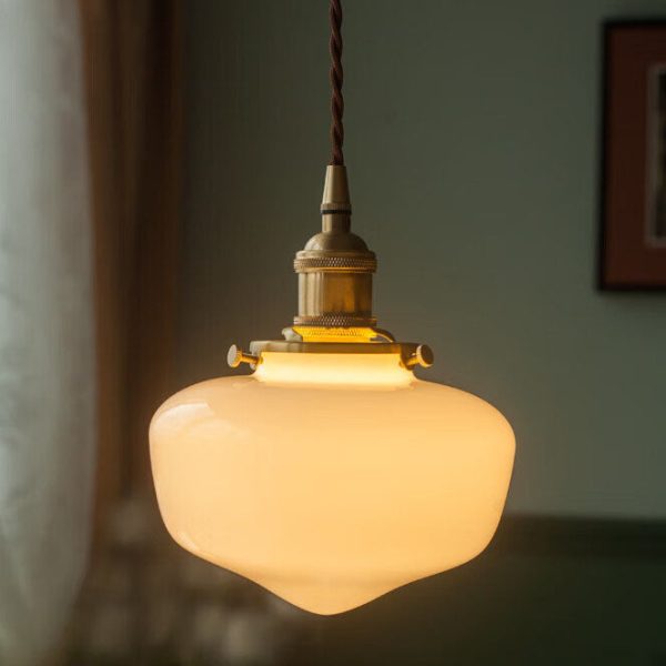 Nordic Vintage Lantern Brass Glass 1-Light Pendant Light - Image 8