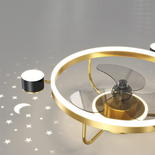 Modern Luxury Round Starry Sky Projection LED Flush Mount Ceiling Fan Light - Image 8