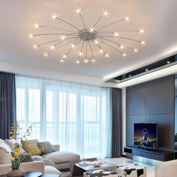 Contemporary Creative Full Of Star Iron 12/21/28 Light Flush Mount Ceiling Light For Living Room - Image 14