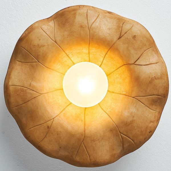 Japanese Wabi-sabi Lotus Leaf Resin 1-Light Semi-Flush Mount Ceiling Light - Image 19