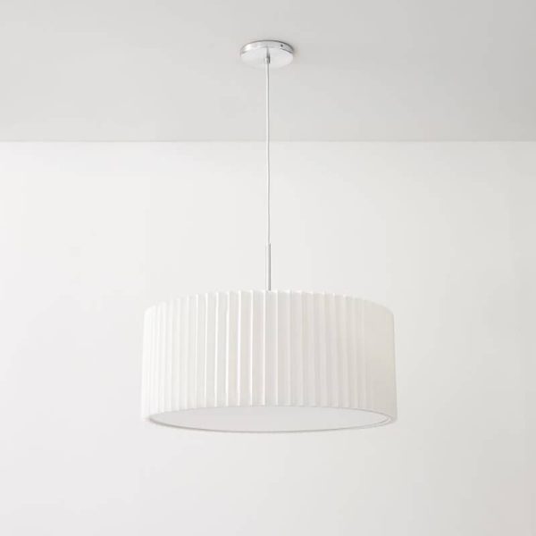 Nordic Minimalist Pleated PVC Fabric Drum Cone 1-Light Pendant Light - Image 5
